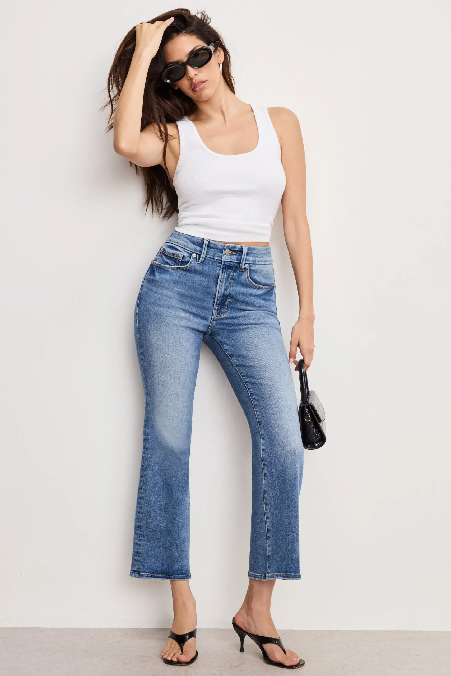 always fits good legs cropped mini boot jeans