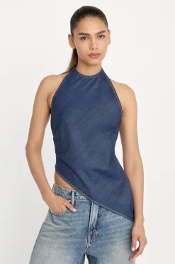 asymmetric hem halter top
