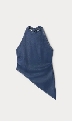 asymmetric hem halter top