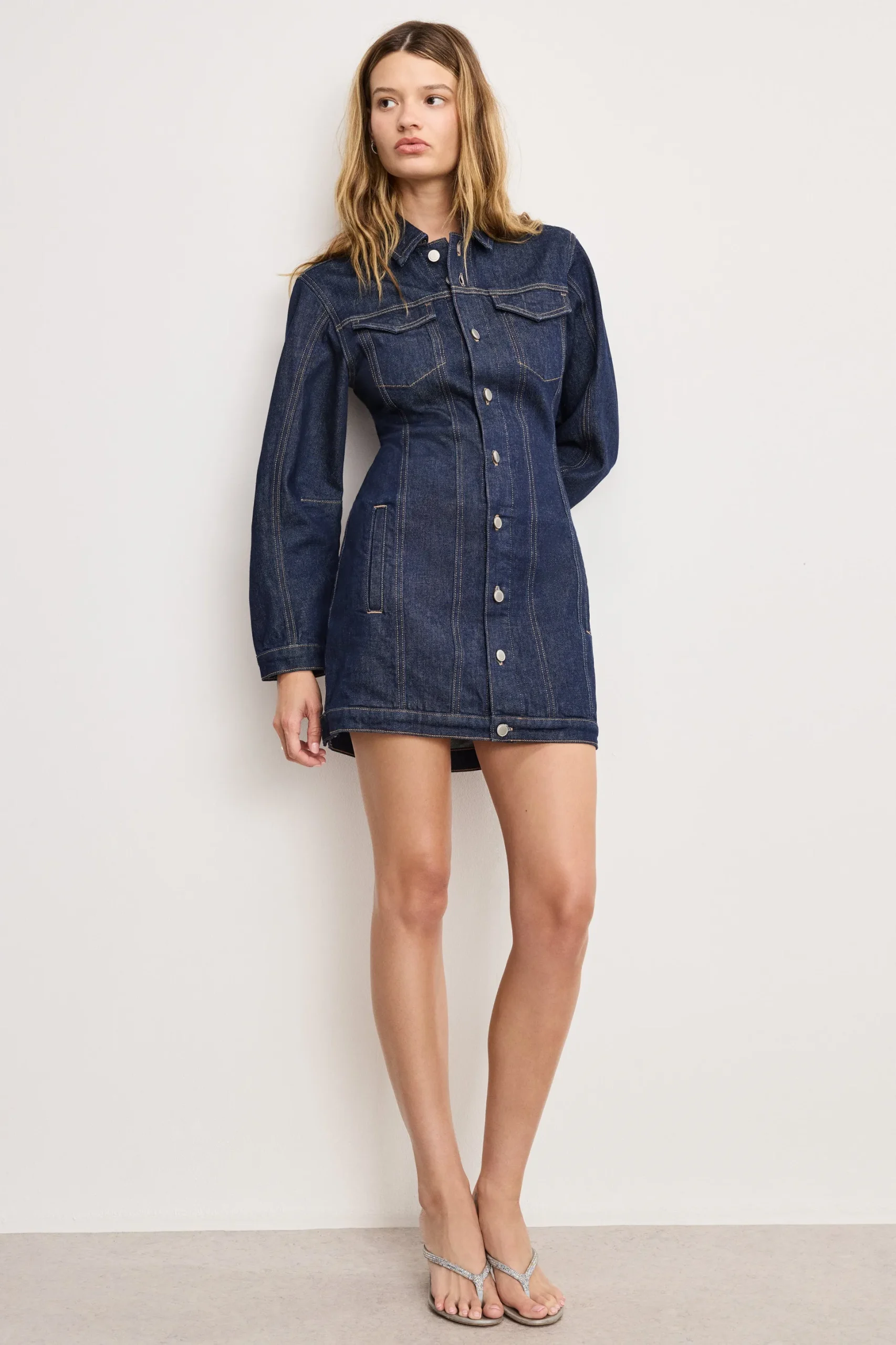 barrel long sleeve mini dress