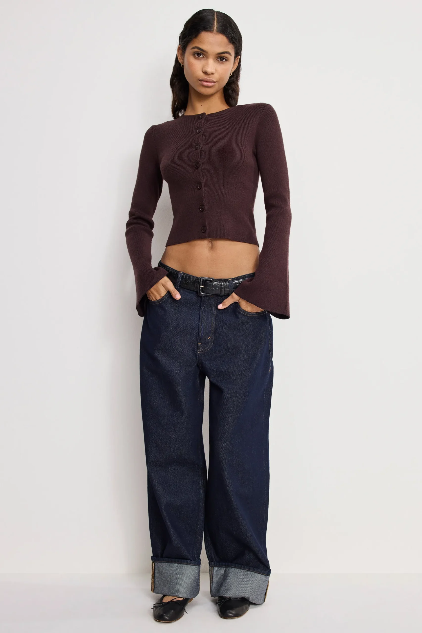 bell sleeve knit cardigan