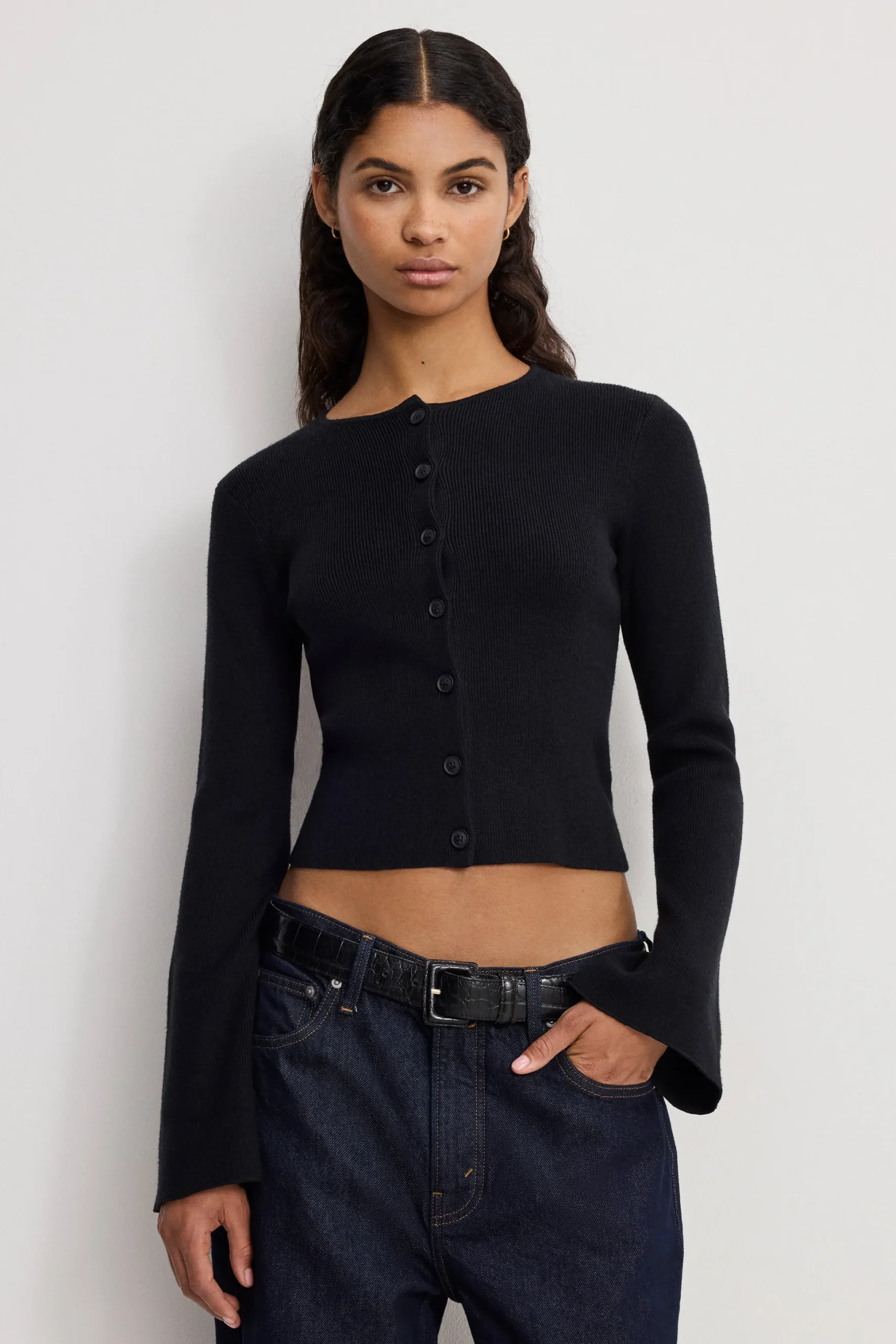 bell sleeve knit cardigan