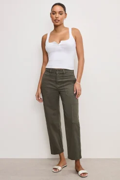 cargo cropped twill pants