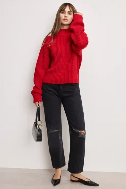 chunky knit mock neck sweater