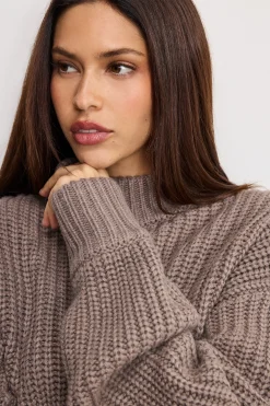 chunky knit mock neck sweater