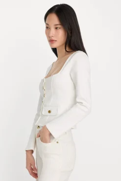 denim fitted button front jacket