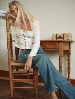 denim fitted button front jacket
