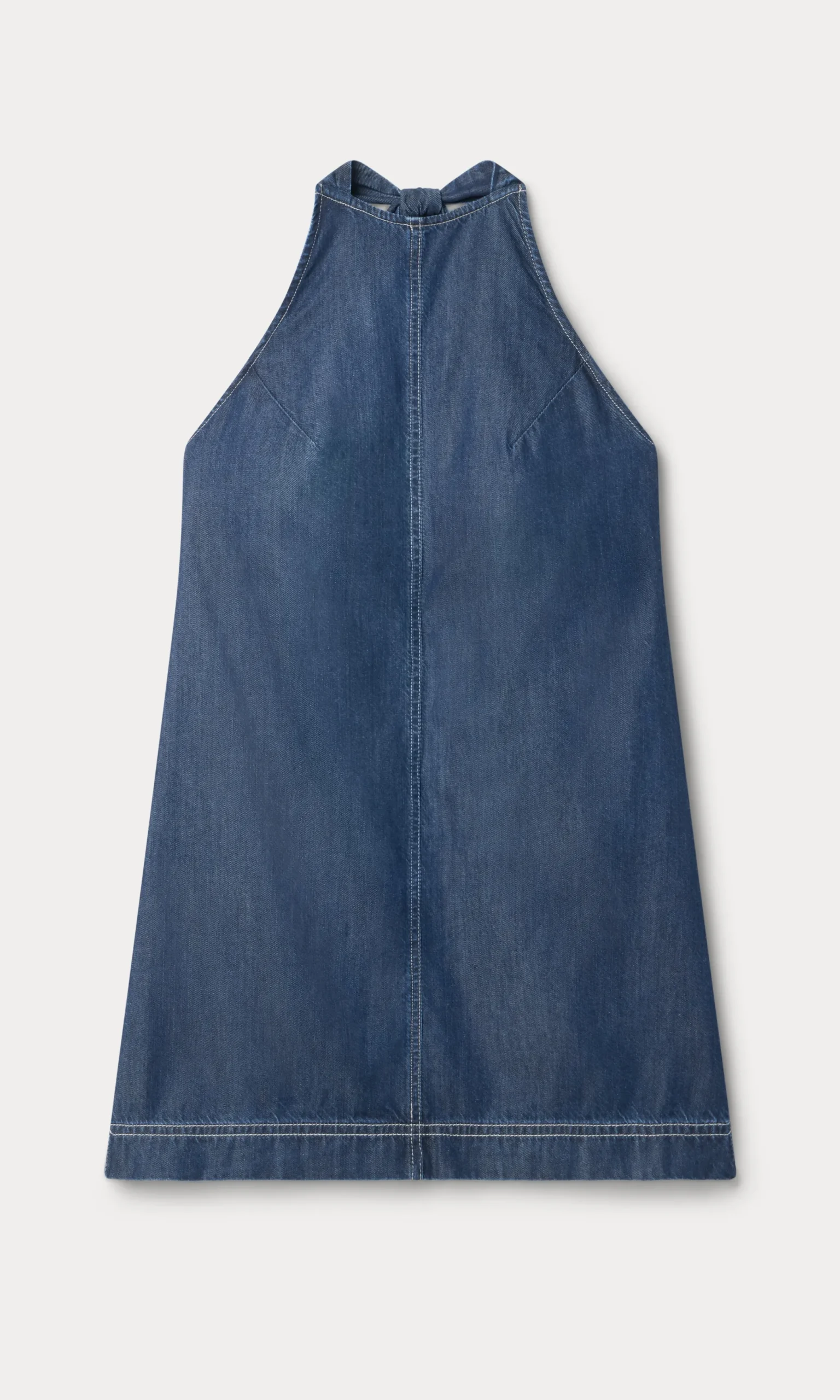 denim halter shift dress