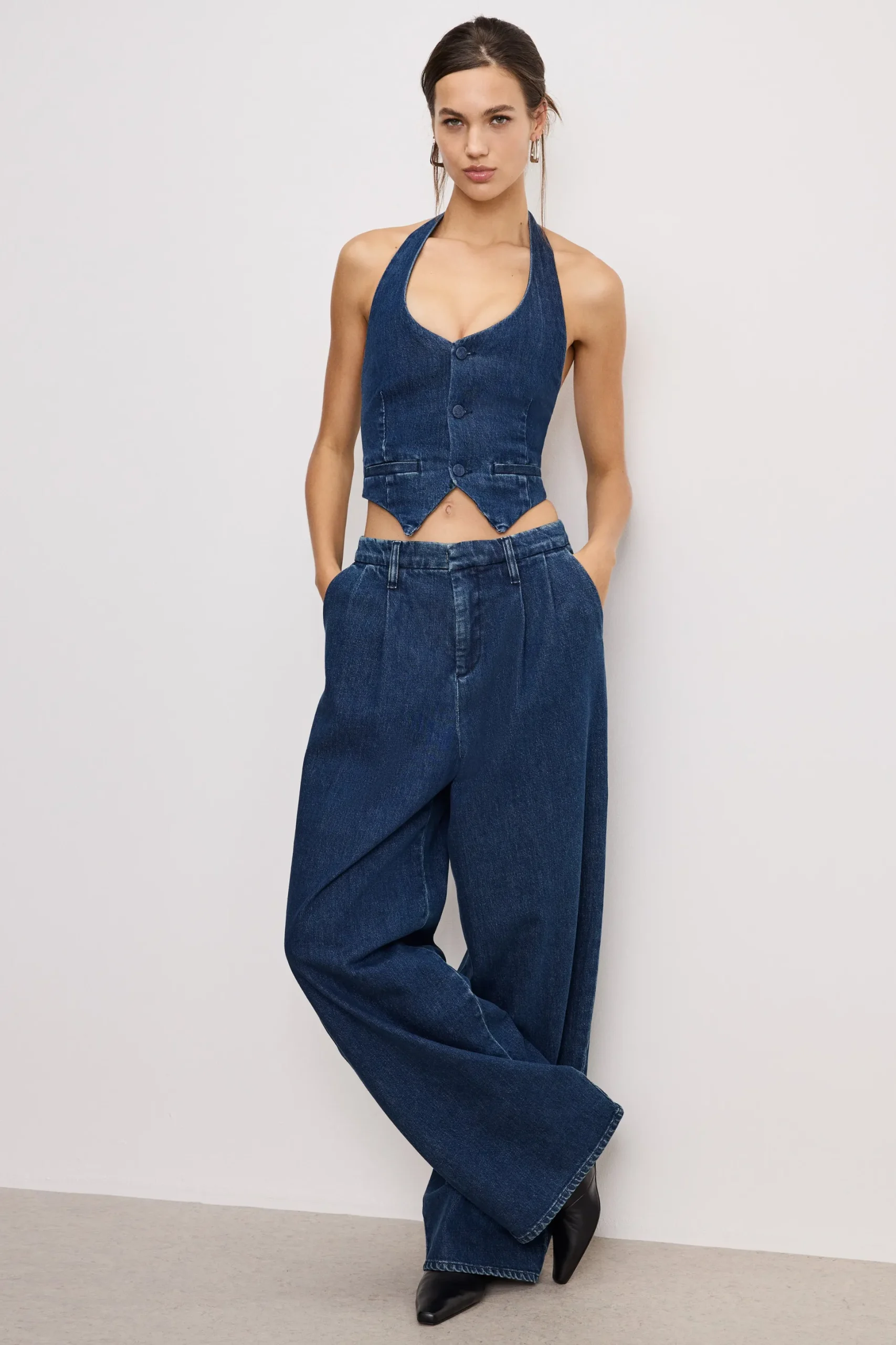 denim halter vest