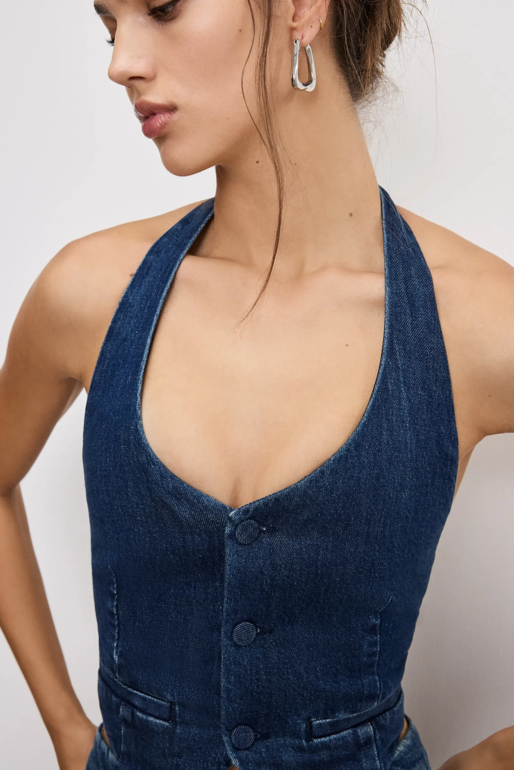 denim halter vest