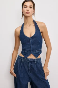 denim halter vest