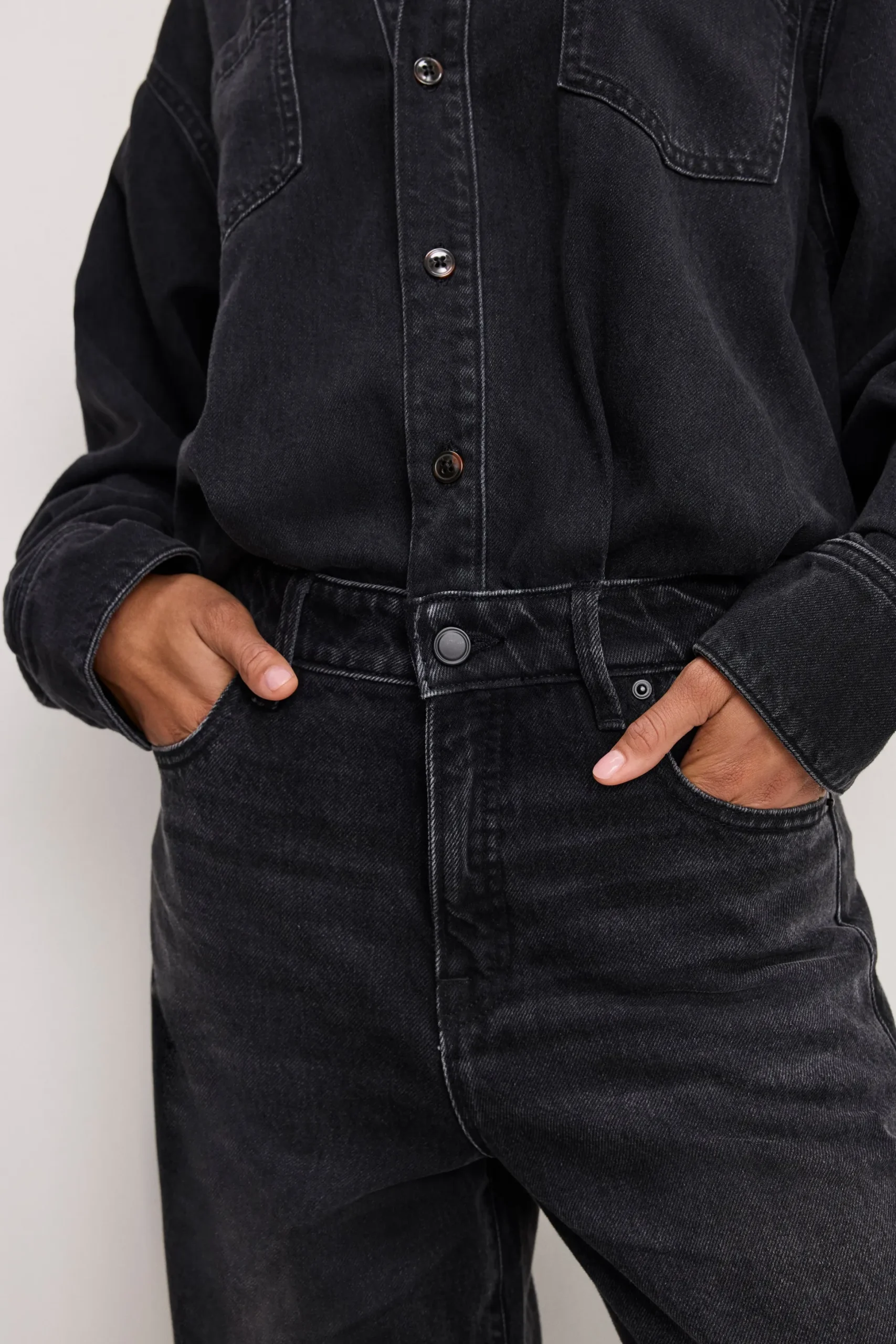 denim shirt jumpsuit