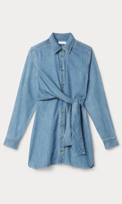 denim wrap shirt dress