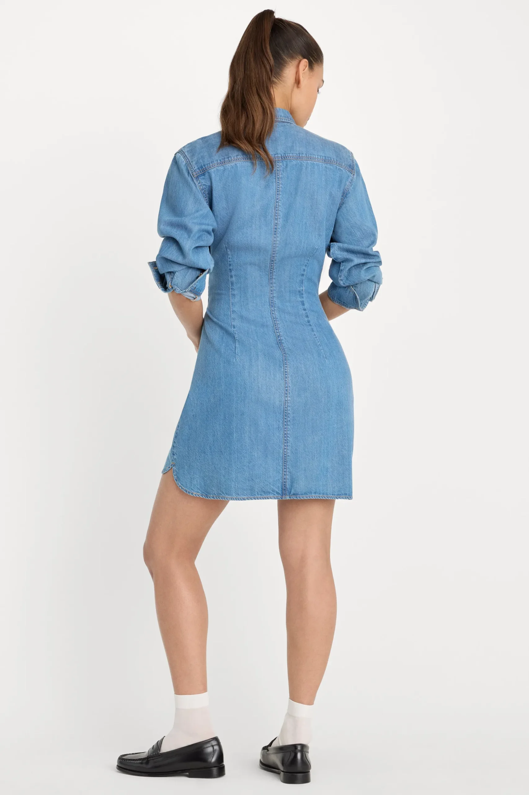 denim wrap shirt dress