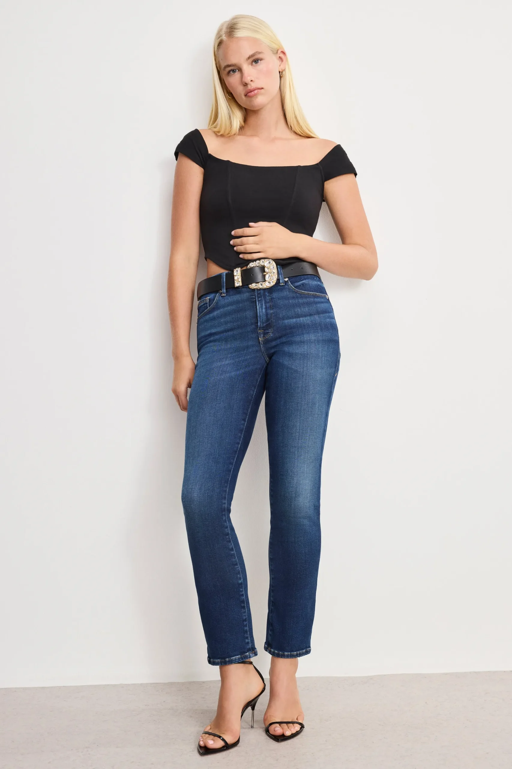 dolly classic crystal leather belt