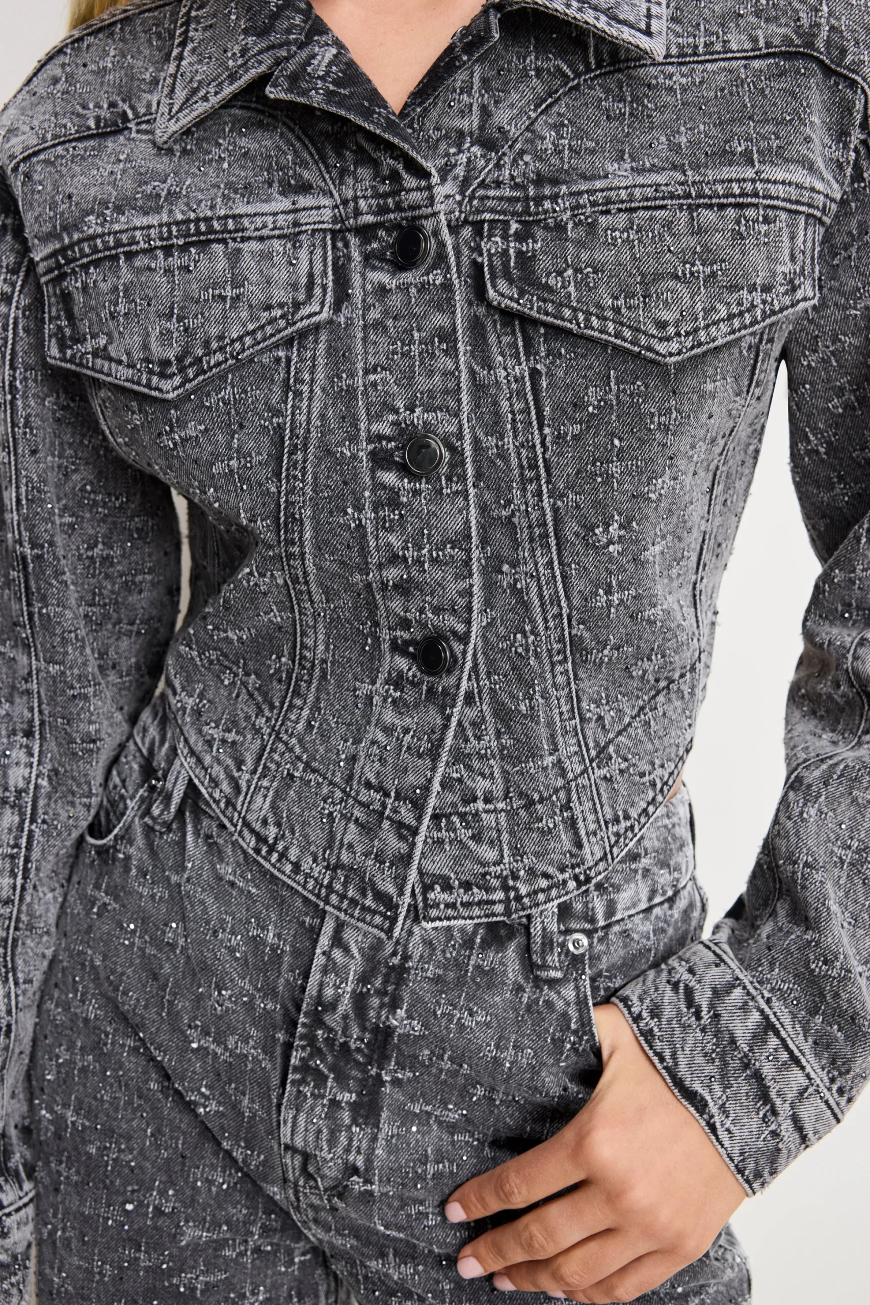 dolly crystal denim jacket