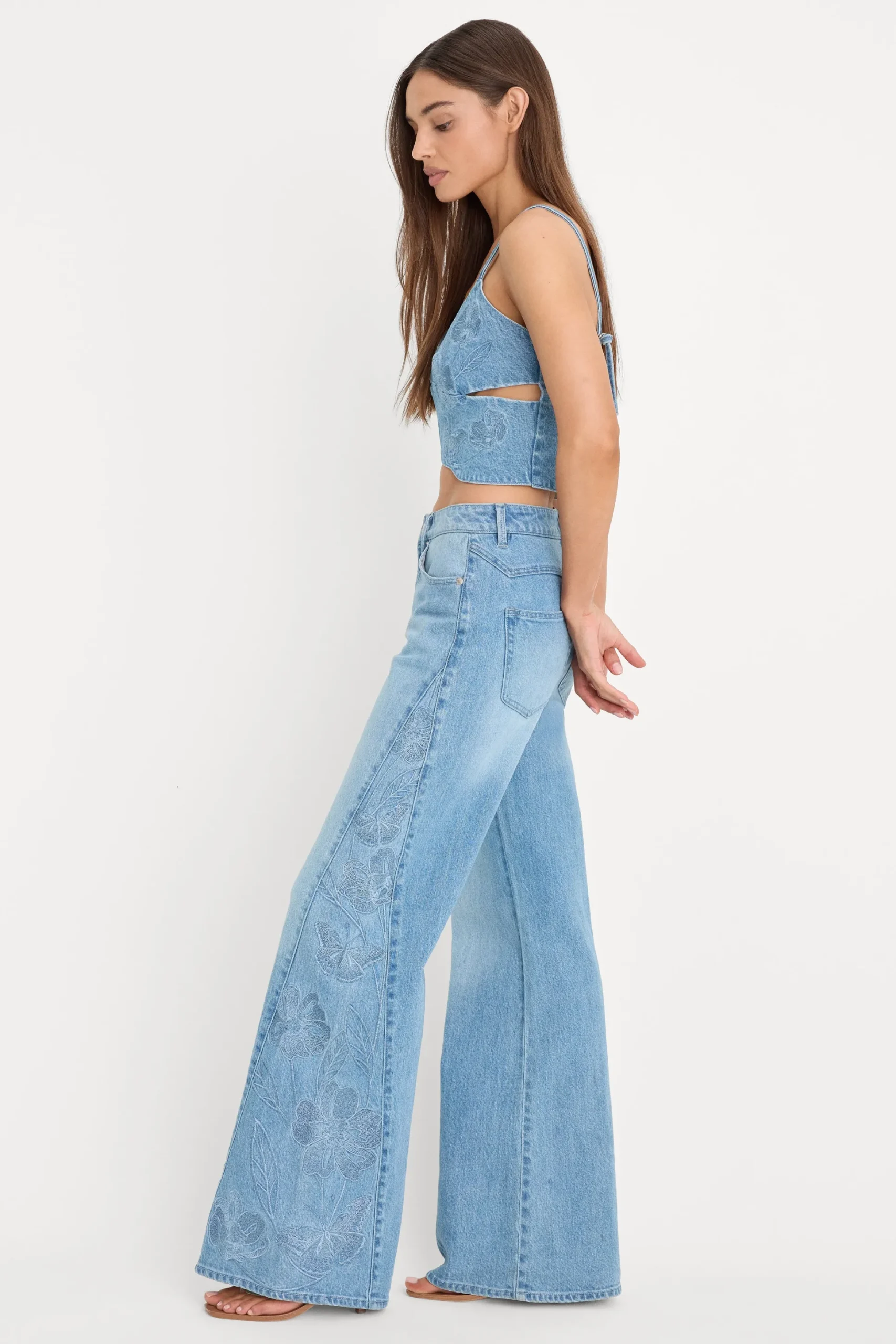 dolly joleans embroidered good waist palazzo jeans