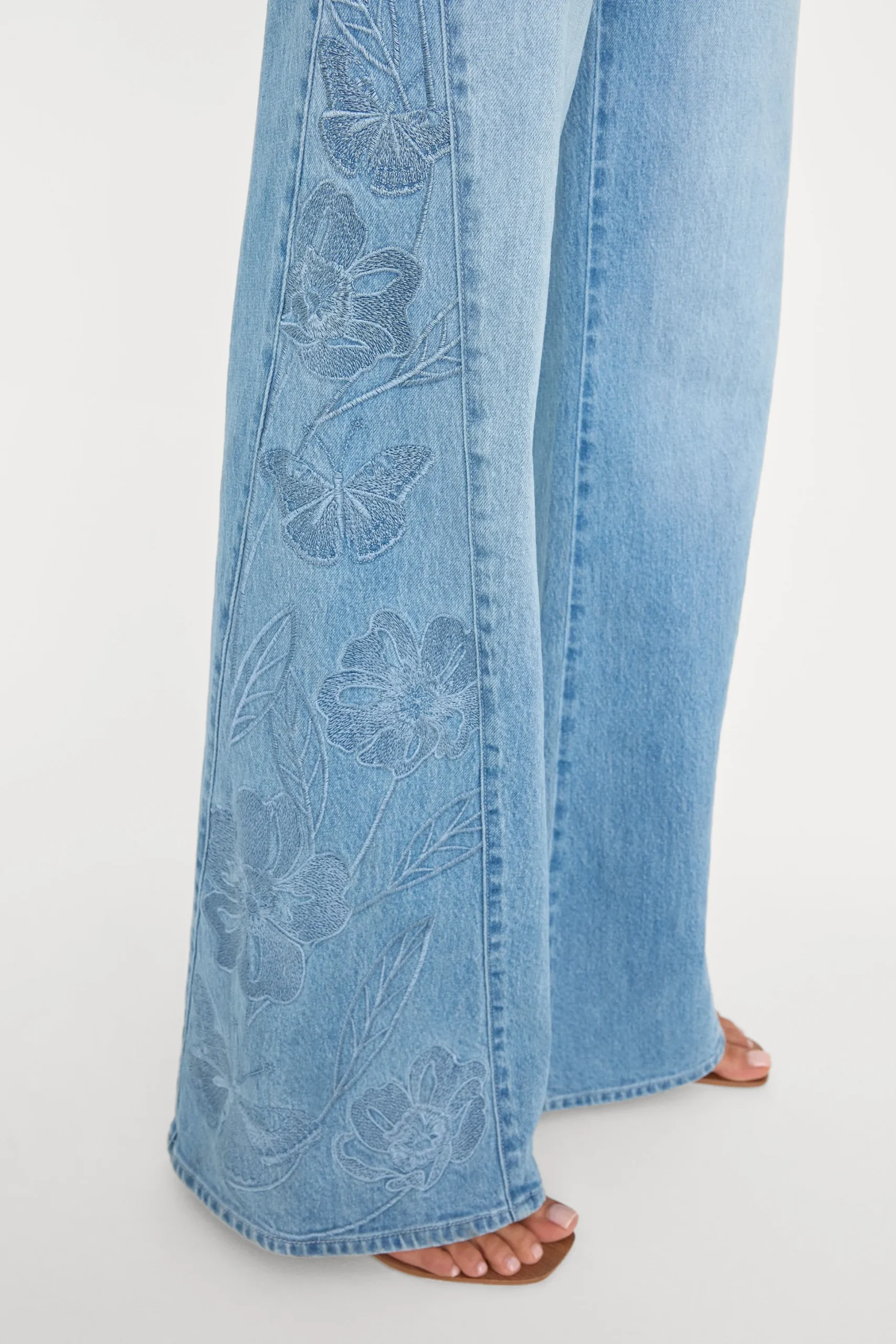 dolly joleans embroidered good waist palazzo jeans