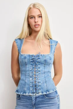 dolly lace up peplum top