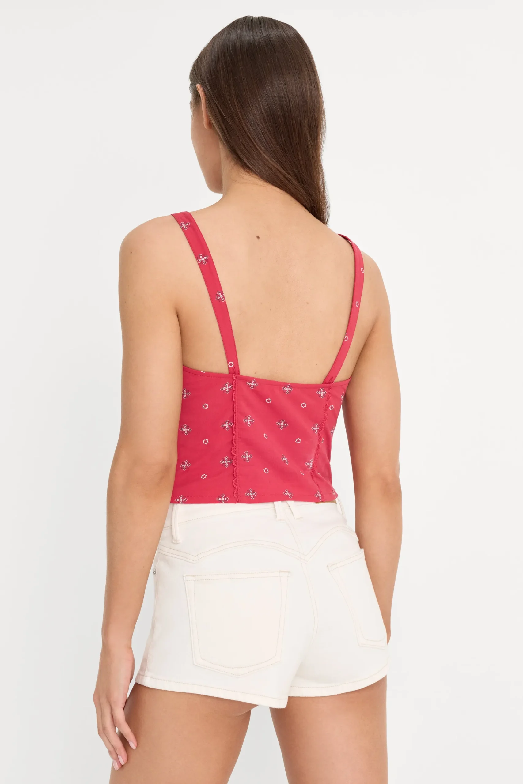 dolly lace up poplin tank