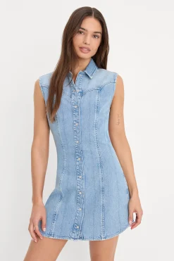 dolly sleeveless denim mini dress