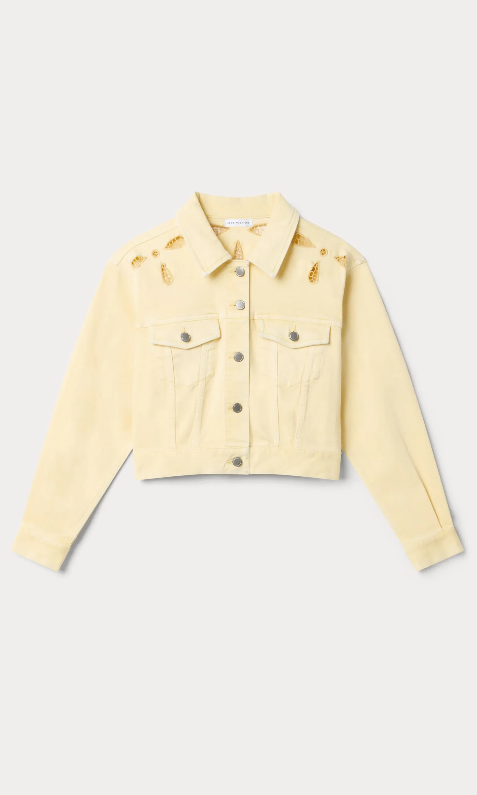 essential crop denim jacket embroidered