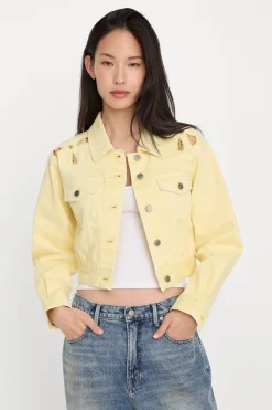 essential crop denim jacket embroidered