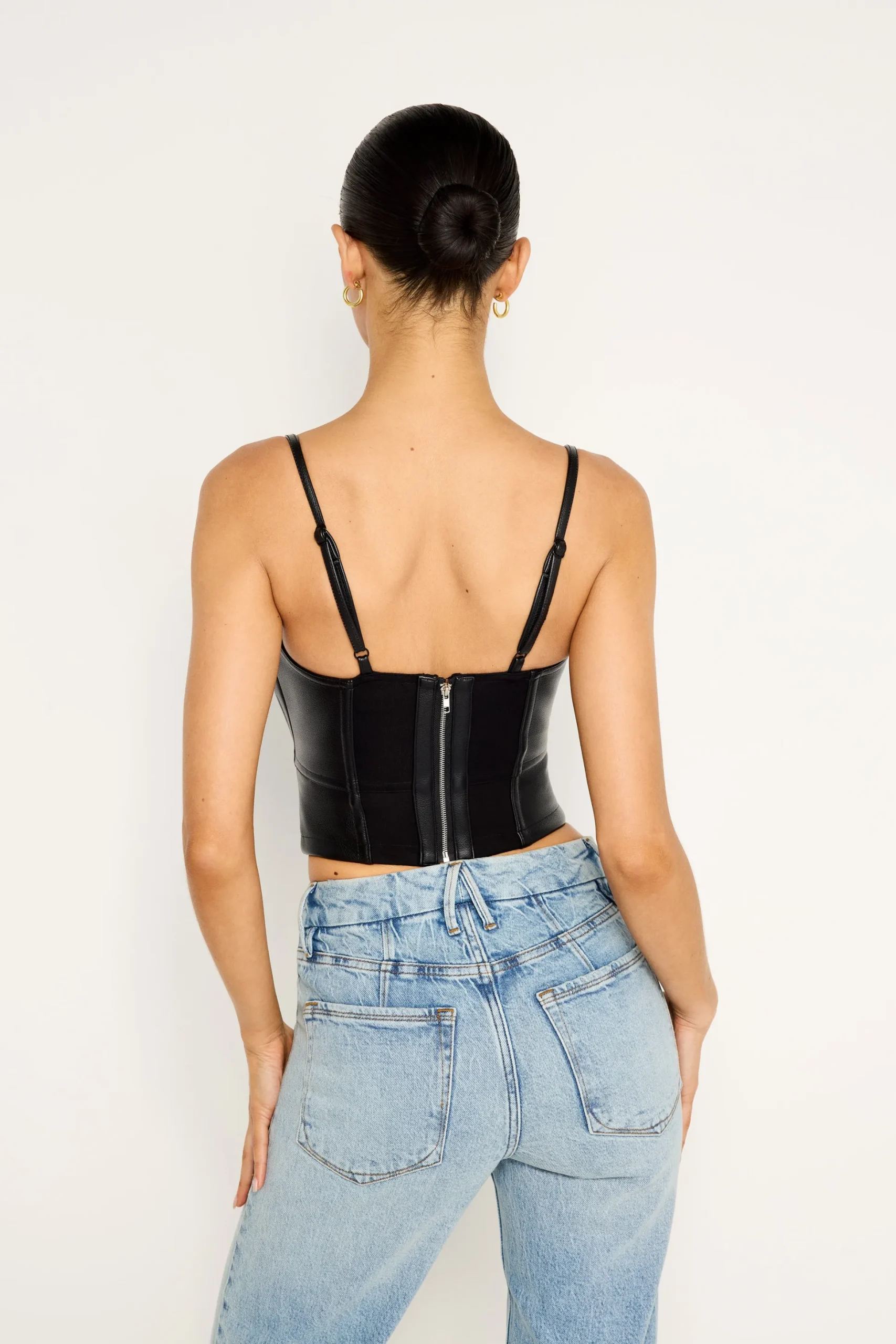 faux leather lace up bustier