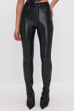 faux leather micro bootcut pants