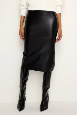 faux leather midi skirt