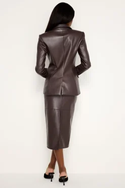 faux leather midi skirt