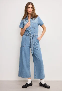 fit for success lite linen denim cropped jumpsuit