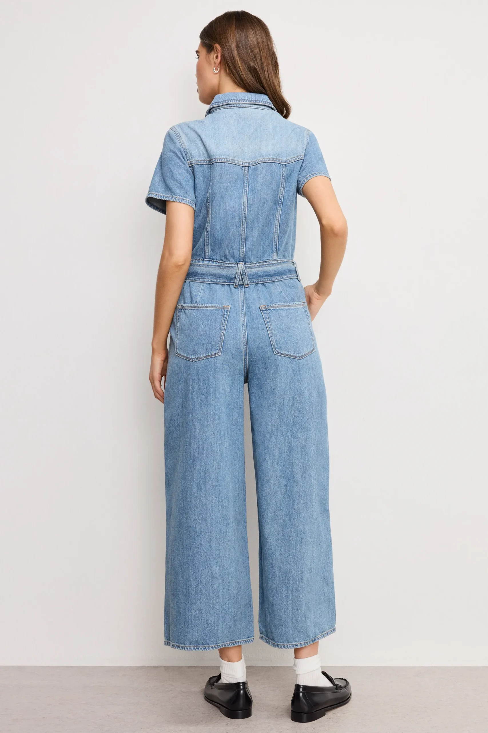 fit for success lite linen denim cropped jumpsuit