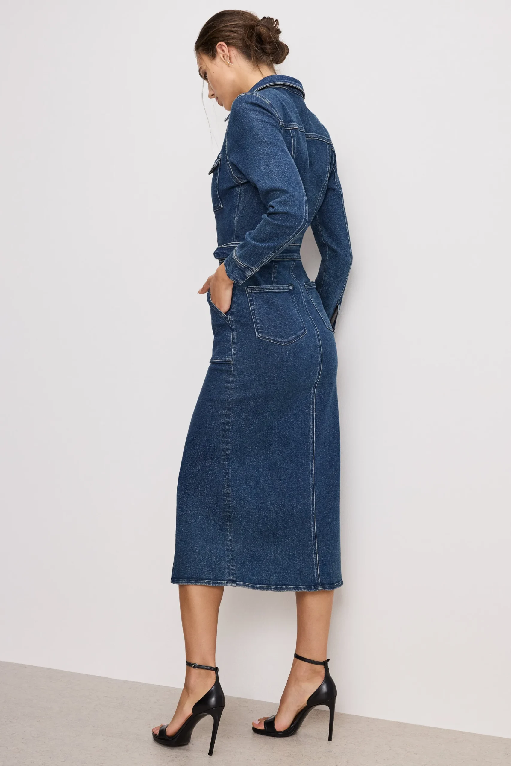 fit for success long sleeve midi dress