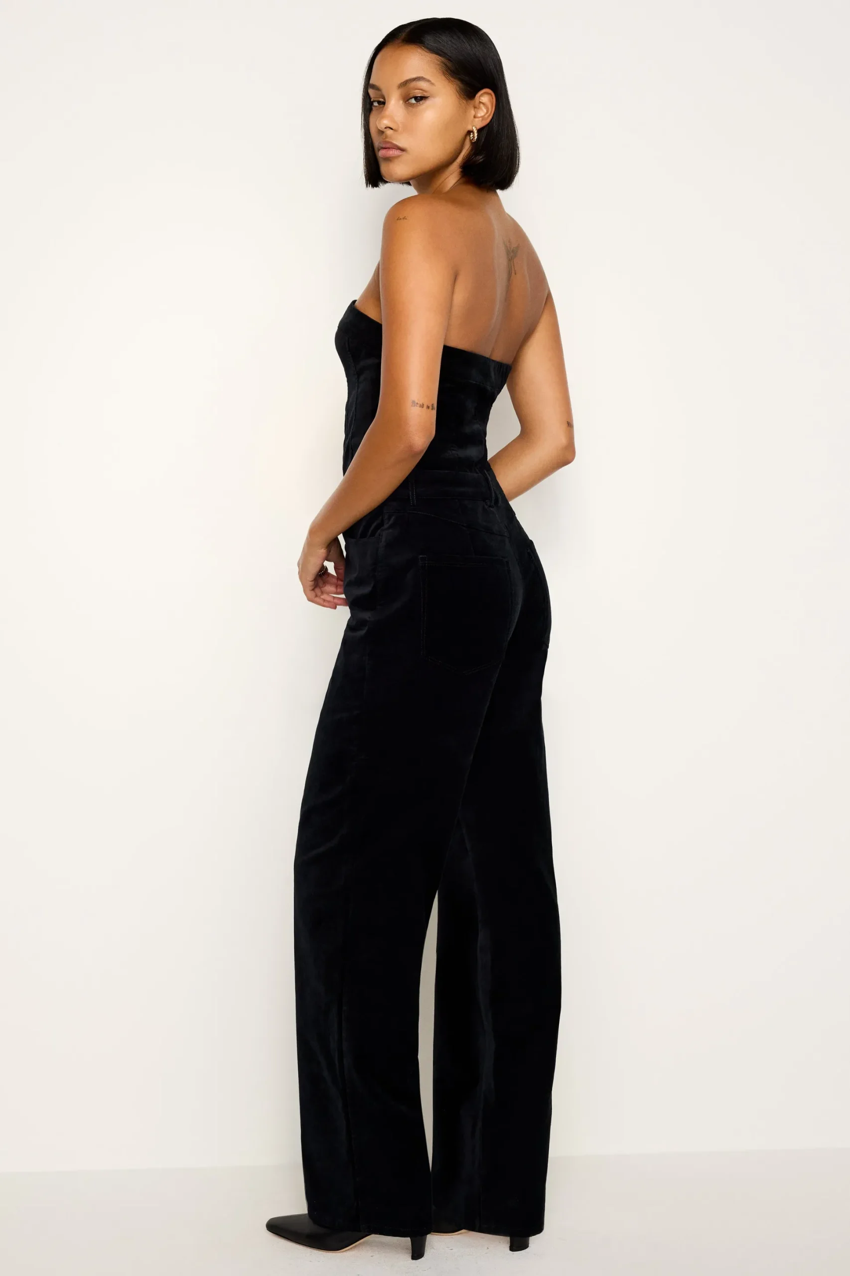 fit for success strapless velvet jumpsuit