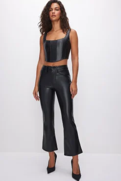 good legs cropped mini boot faux leather pants