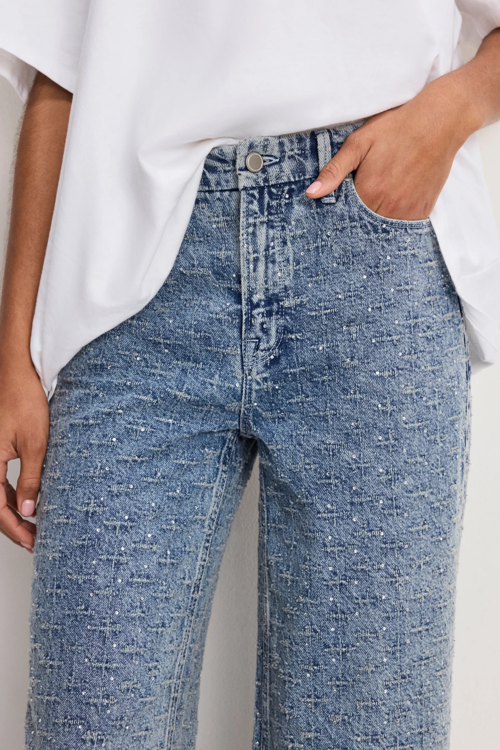 good skate wide crystal jeans