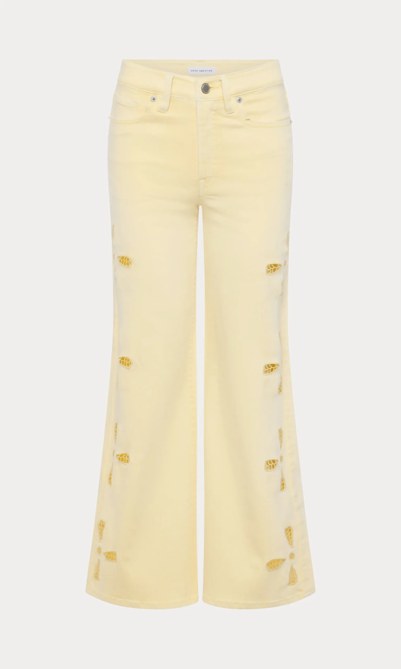 good waist palazzo ankle embroidered jeans