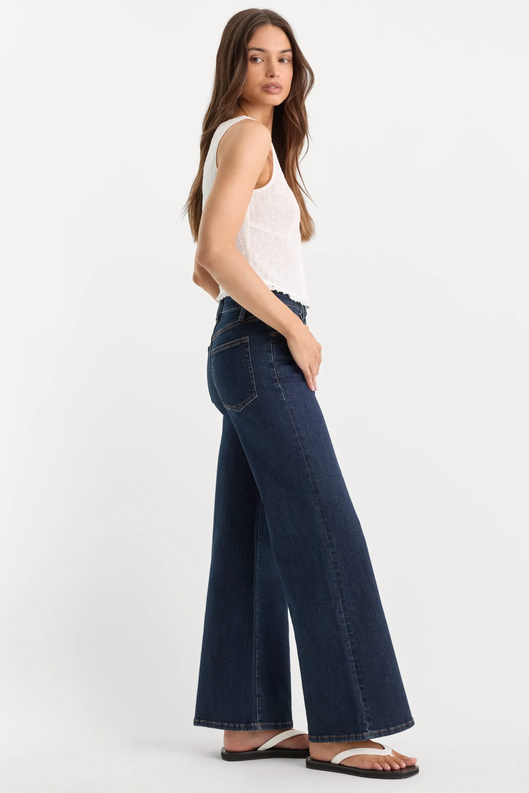 good waist palazzo ankle jeans