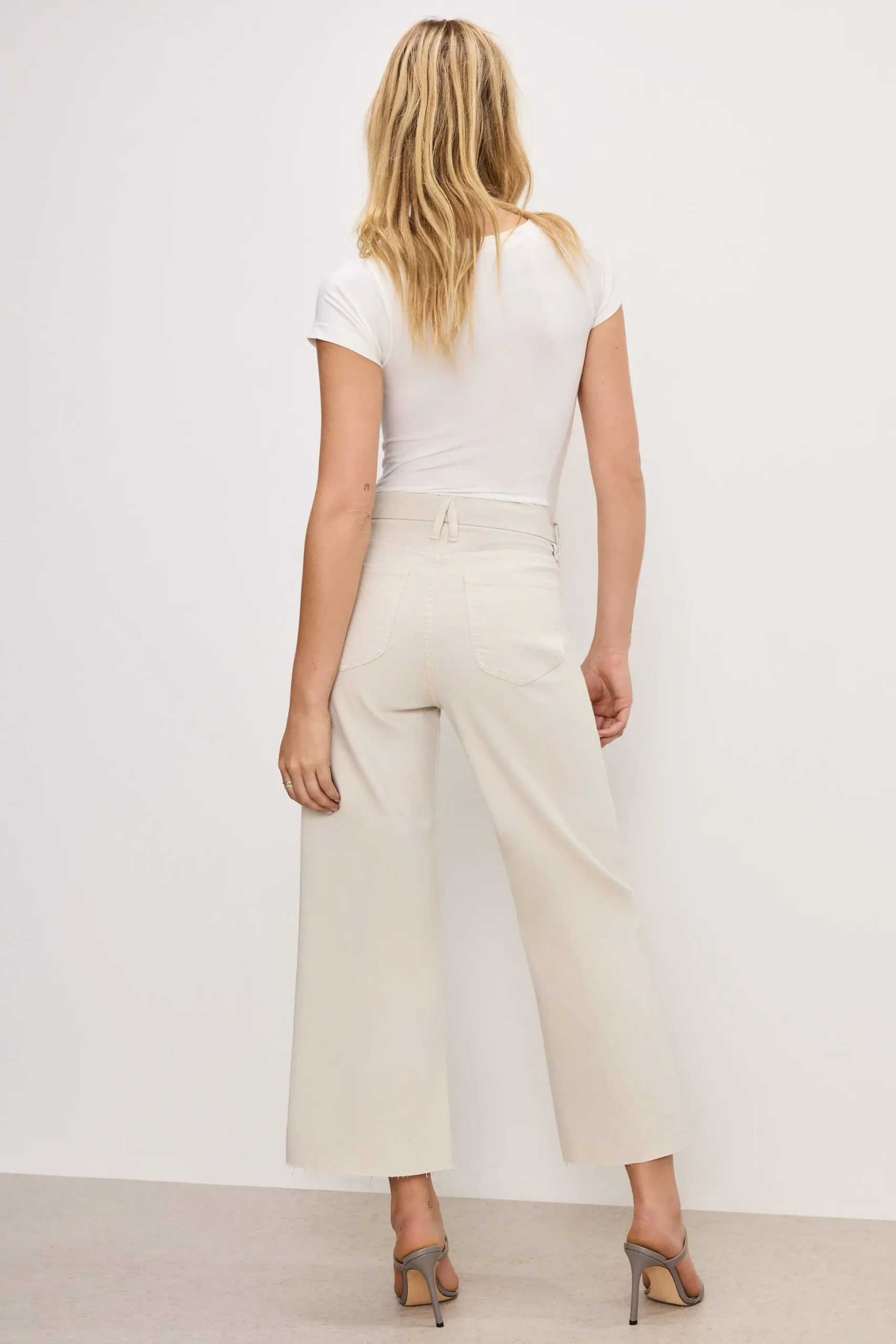 good waist palazzo cropped jeans