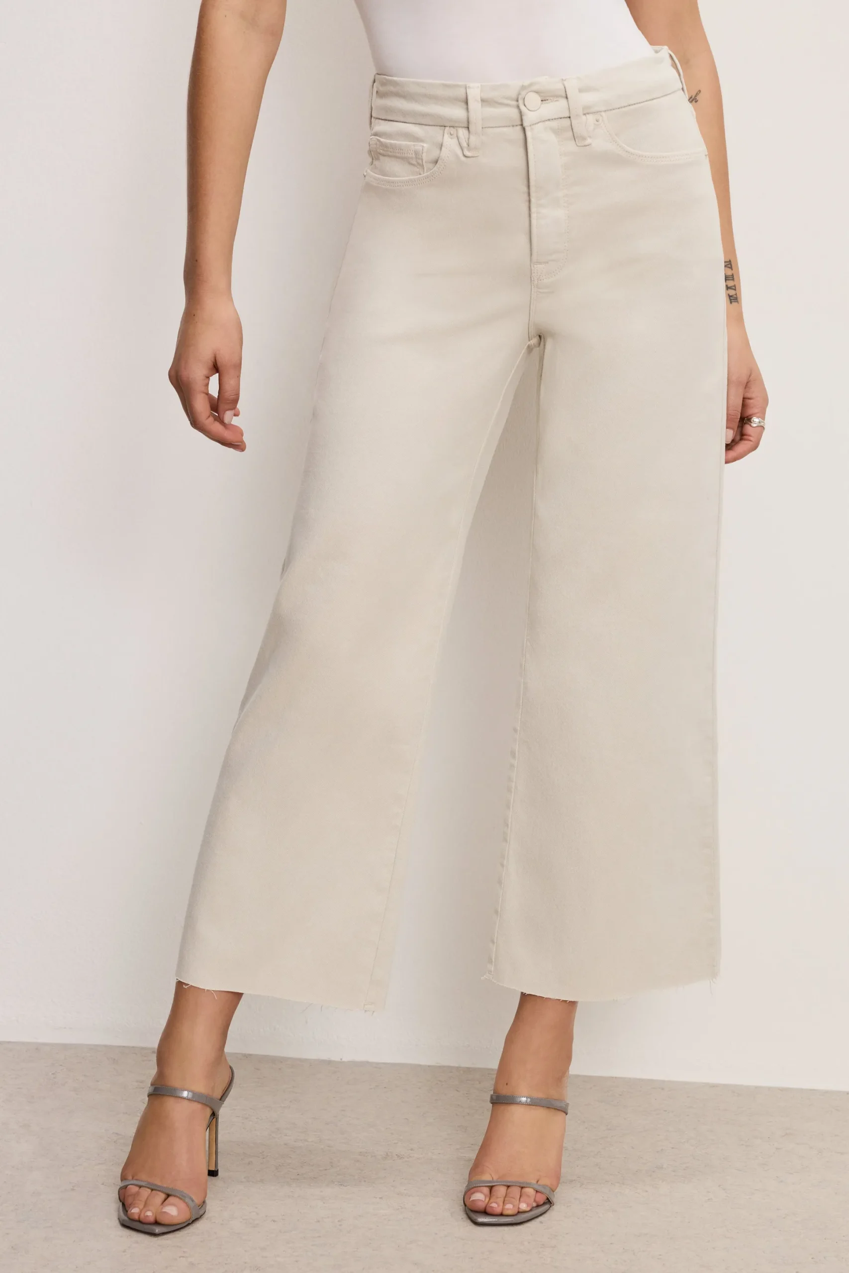 good waist palazzo cropped jeans
