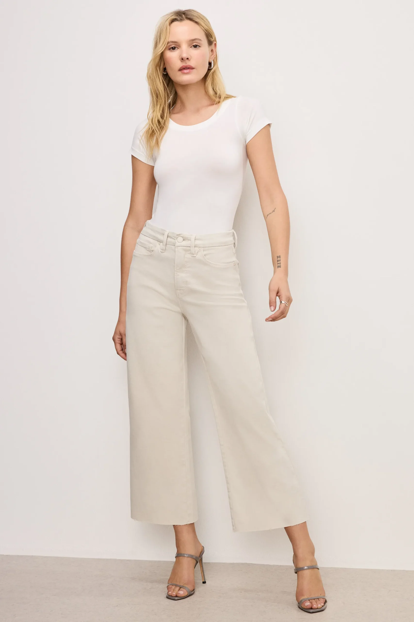 good waist palazzo cropped jeans