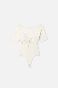 jersey twist front bodysuit