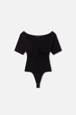 jersey twist front bodysuit