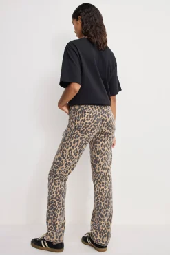 leopard good icon straight diamond jeans