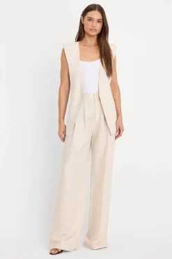 linen sleeveless belted vest