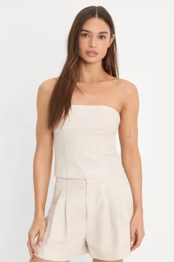 linen strapless top