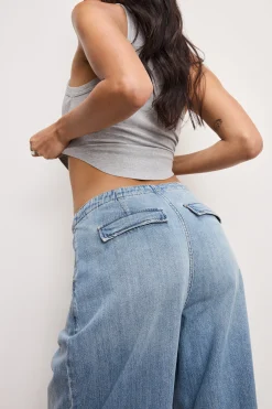 lite linen denim parachute pants