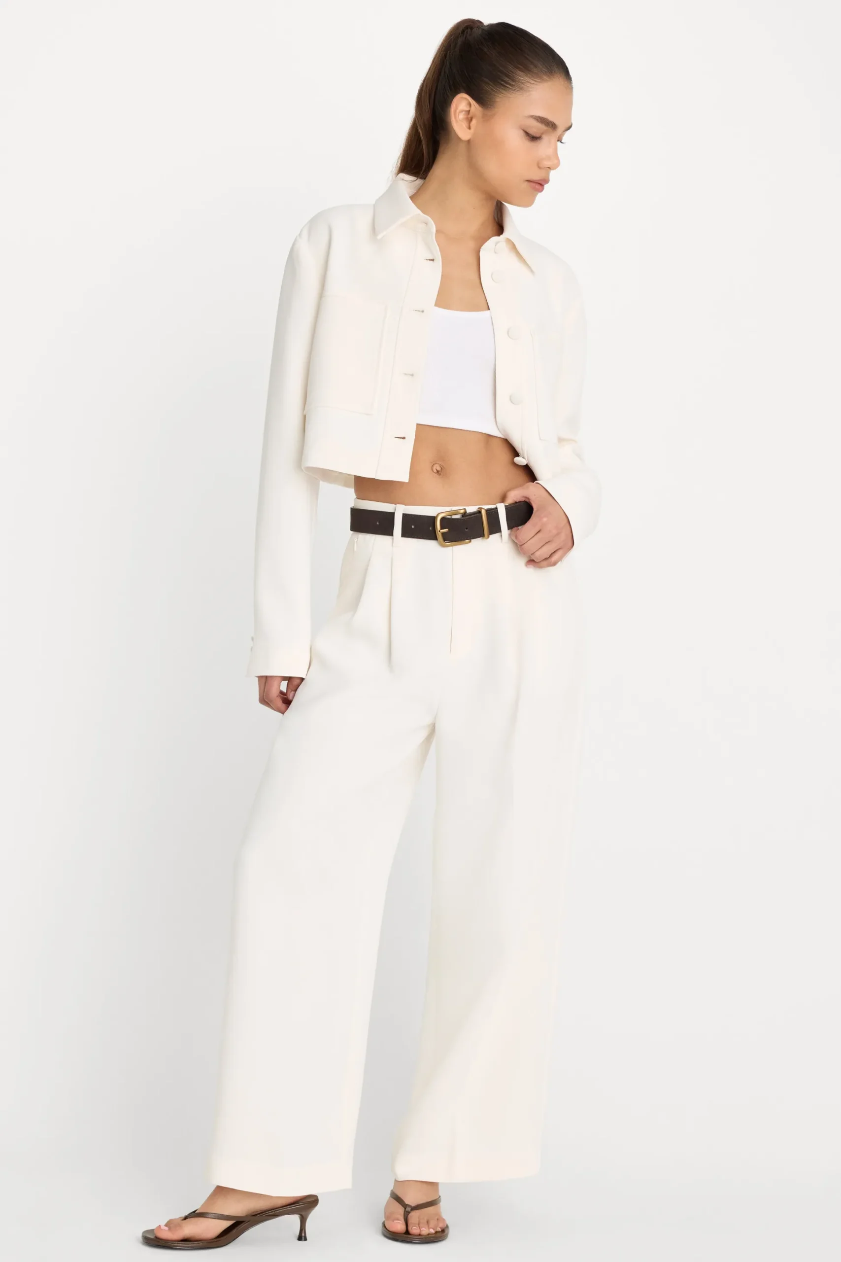 luxe suiting high-rise cropped wide leg trouser