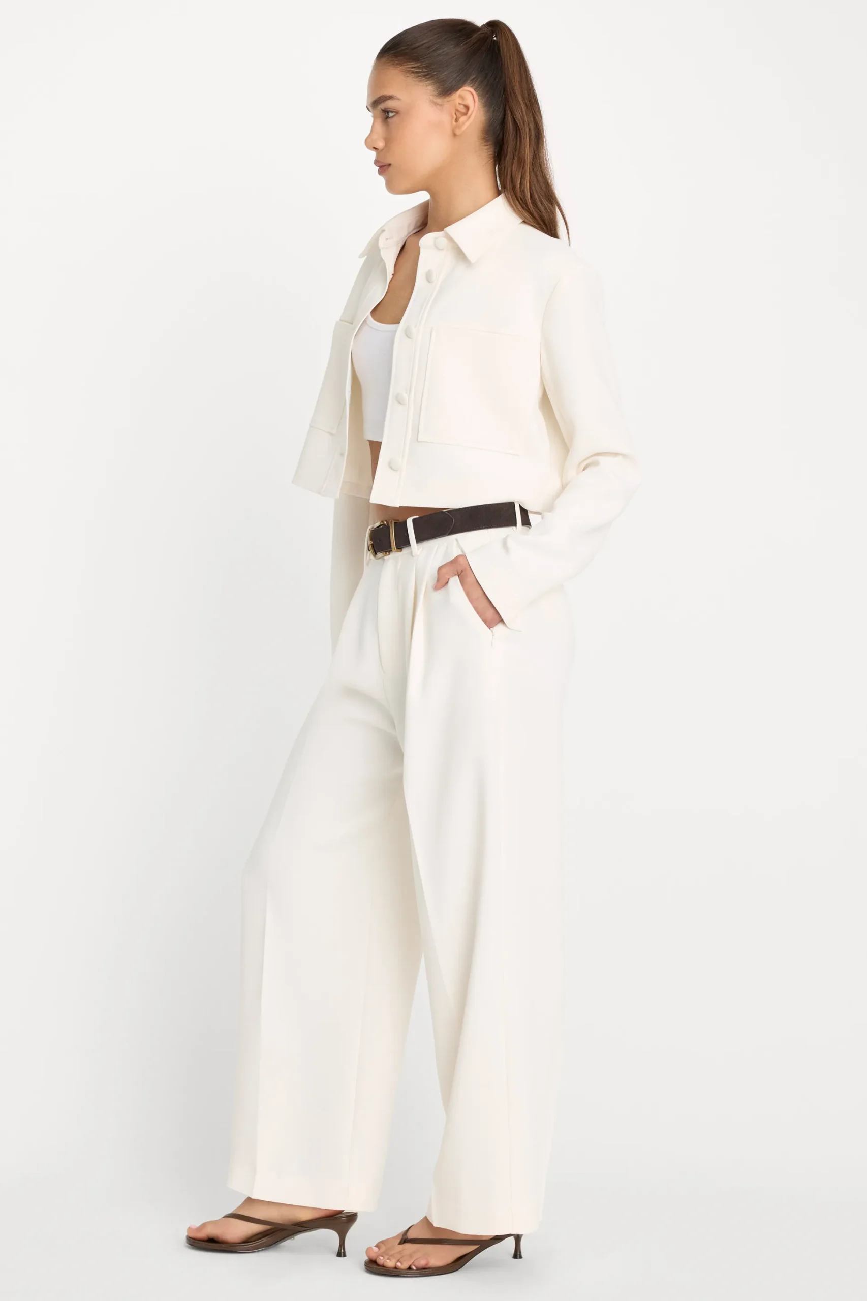 luxe suiting high-rise cropped wide leg trouser